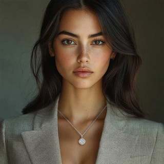 שרשרת קרוליין מזהב לבן 14K בשיבוץ זירקונים