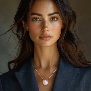 שרשרת עיגול רוז גולד משובץ