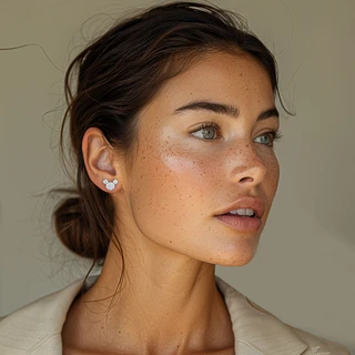 זוג עגילים מיקי מכסף משובץ