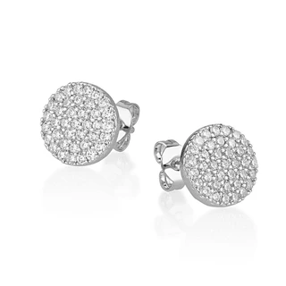 זוג עגילים עיגול מכסף משובץ