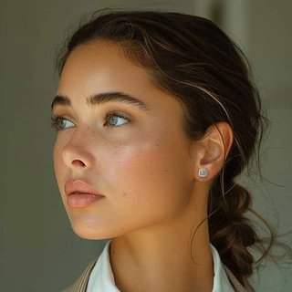 זוג עגילים רייצ'ל מכסף משובץ