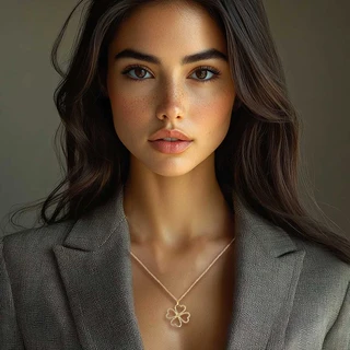 שרשרת תילתן גדול גולדפילד משובץ