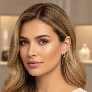 זוג עגילים חישוק טיילור 2 ס"מ מכסף משובץ