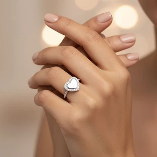 טבעת לב מכסף בחריטה אישית דגם H1