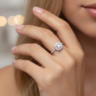 טבעת קיילי מכסף משובץ