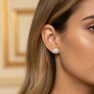 זוג עגילים קיילי מכסף משובץ