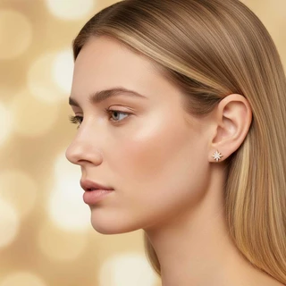 זוג עגילים קרח גולדפילד משובץ