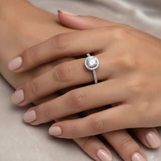 טבעת אלין מכסף משובץ