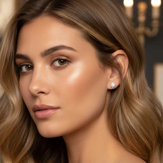 זוג עגילים קרח מכסף משובץ