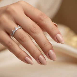 טבעת כתר מכסף משובץ