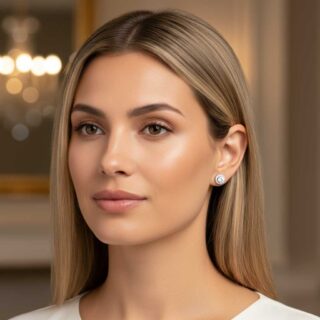 זוג עגילים אלין מכסף משובץ