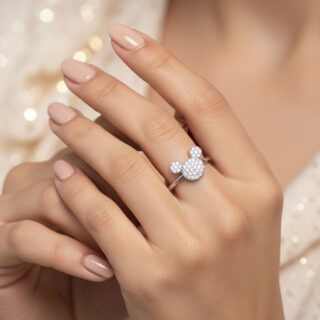 טבעת מיקי מכסף משובץ