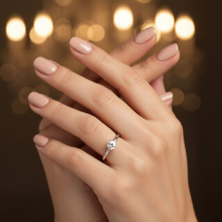 טבעת סוליטר מכסף משובץ