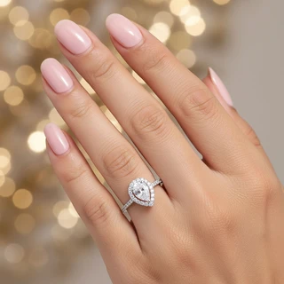 טבעת טיפה II מכסף משובץ