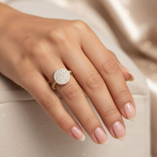 טבעת עיגול גולדפילד משובץ