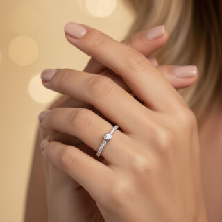 טבעת היילי מכסף משובץ