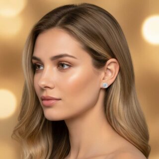 זוג עגילים רייצ'ל מכסף משובץ