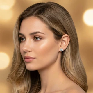 זוג עגילים רייצ'ל מכסף משובץ