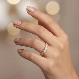 טבעת חישוק מעוטרת גולדפילד בשיבוץ 2 שורות