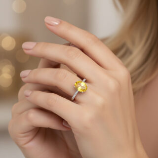 טבעת אליסון מכסף בשיבוץ צהוב