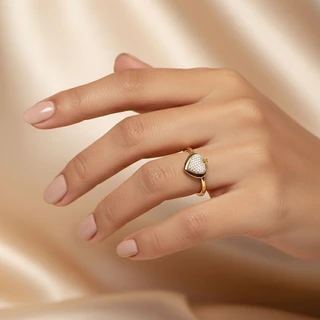 טבעת לב גולדפילד בחריטה אישית - דגם H8