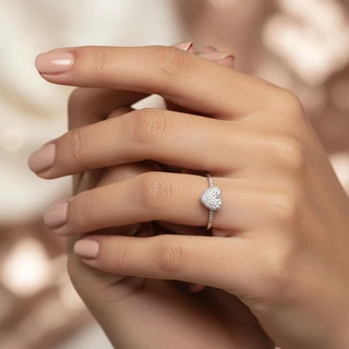 טבעת לב מנופח מכסף