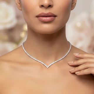 שרשרת טניס V מכסף משובץ