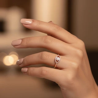 טבעת עין הרע רוז גולד משובץ