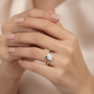 טבעת לב מכסף דגם H8