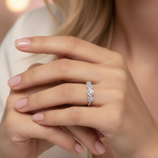 טבעת אן מכסף משובץ