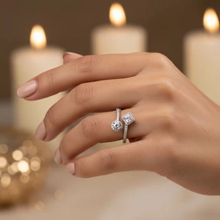 טבעת הלן מכסף משובץ