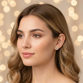 זוג עגילים חישוק לבבות גולדפילד דגם H5