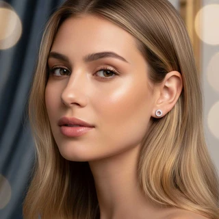 זוג עגילים חישוק לבבות מכסף דגם H5