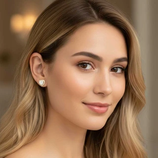 זוג עגילים לב גולדפילד משובץ דגם H12