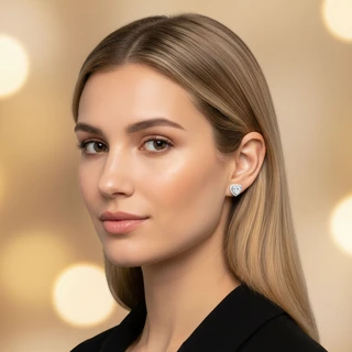 זוג עגילים לב מכסף משובץ דגם H12