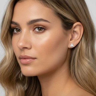 זוג עגילים משולש מכסף