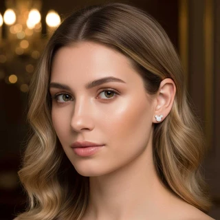 זוג עגילים מיקי מכסף משובץ