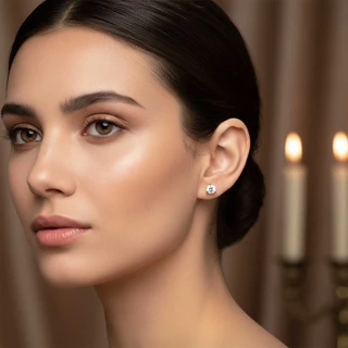 זוג עגילים סוליטר גולדפילד משובץ