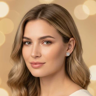 זוג עגילים תילתן מכסף משובץ