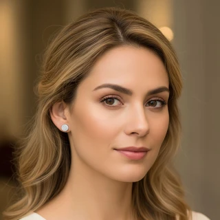 זוג עגילים עיגול מכסף משובץ