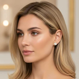 זוג עגילים עיגול גולדפילד משובץ