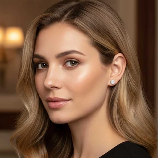 זוג עגילים עיגול קטן מכסף משובץ