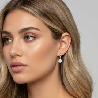 זוג עגילים נופלים קייט מכסף משובץ