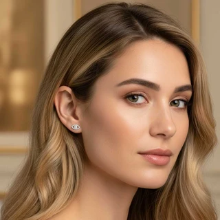 זוג עגילים עין הרע מכסף משובץ