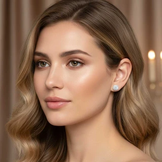 זוג עגילים קים מכסף משובץ