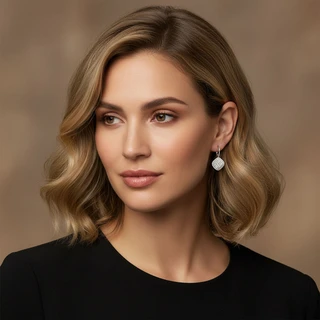 זוג עגילים קרוליין נופלים מכסף משובץ