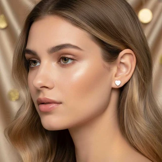 זוג עגילים לב מכסף דגם H9