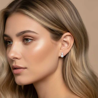 זוג עגילים לני מכסף משובץ