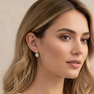 זוג עגילים אלין נופלים גולדפילד משובץ