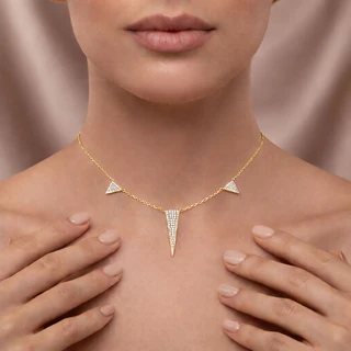 שרשרת צ'וקר / קולר משולשים גולדפילד משובץ